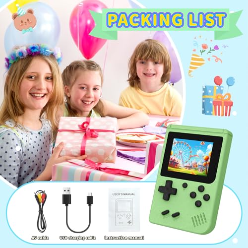 Image of Retro Handheld Games Console Built-in 400 Video Games, Portable Handheld Emulator with 3.0 Inch Screen, Mini Travel Retro Gaming Consle (Green)