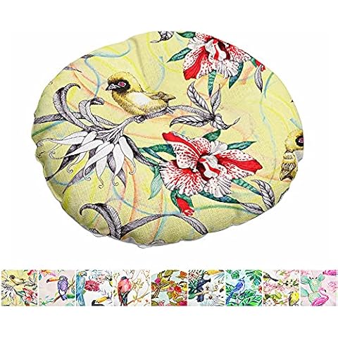 Morbuy Stuhlkissen Runde Sitzkissen Blumen Vogelserie Atmungsaktiv Baumwolle Leinen Tatami Komfortable Stühle Bodenkissen Sitzauflagen Cover