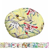Cuscino Sedia Rotondo Tucano 40x40cm - Cotone Lino Per Interni Ed Esterni, Design Fiore E Uccello - Foto 4