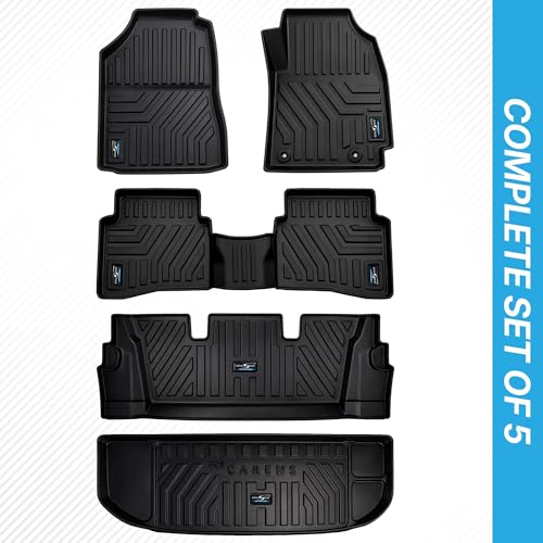 Image of KINGSWAY Accessories Custom-Fit TPE 5D Car Floor Mats Only Compatible with Mahindra XUV 700 (7 Str) | Year 2021 Onwards | Set of 5 Pcs | All Weather Anti Slip Foot Mat | Black | 2 Years Warranty