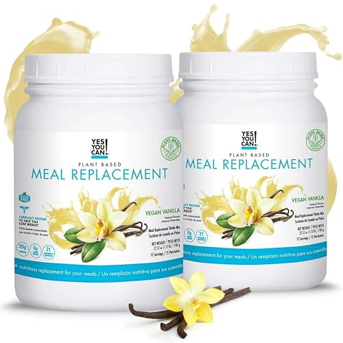 Yes You Can! Complete Meal Replacement - 15 Servings (2 Pack), 20g of Protein, 0g Added Sugars, 22 Vitamins and Minerals - All-in-One Nutritious Meal Replacement Shake (Vegan Vanilla)