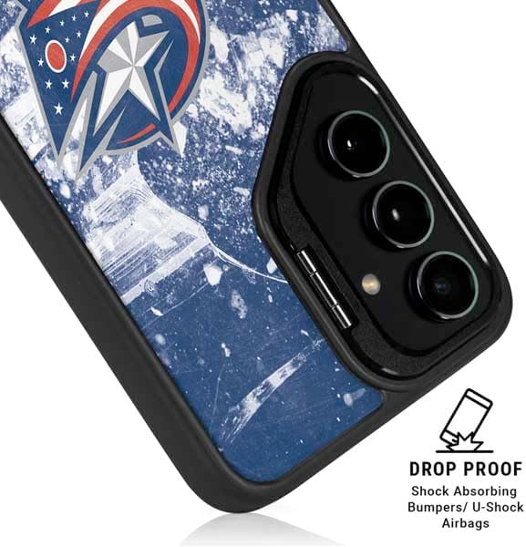 Skinit Kickstand Phone Case Compatible with Galaxy S25 - Officially Licensed NHL Columbus Blue Jackets Frozen Design