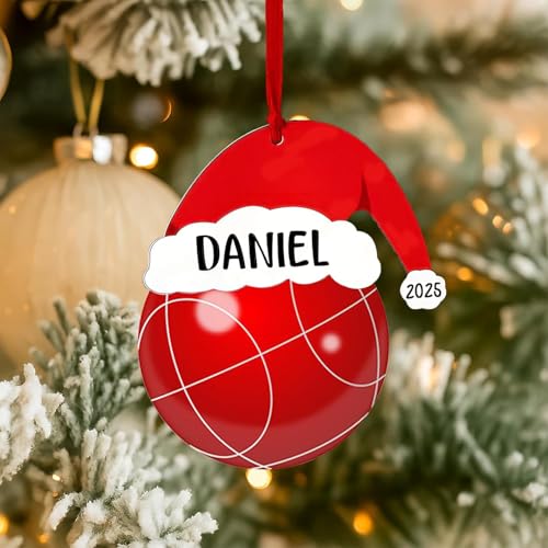 Custom Bocce Ball Christmas Ornament 2025 with Name – Personalized Sports Tree Decoration for Players, Coaches, Teams – Unique for Boys, Men, Sports Fans – Xmas Keepsake Ornament