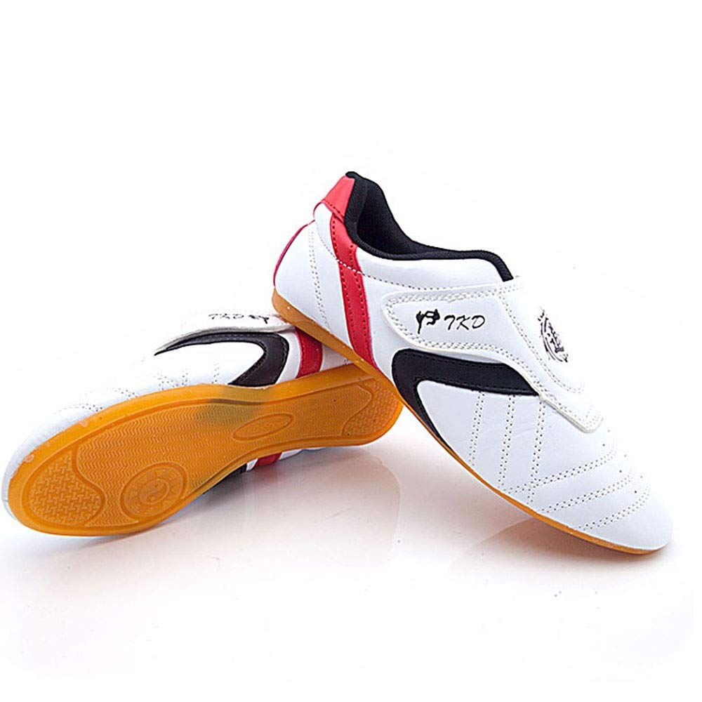 MENG Chaussures de Taekwondo Arts Martiaux Chaussures Sports pour Taï Chi Kong Fu Boxe Karaté Entraînement Unisexe pour Hommes Femmes (Color : White, Size : 36)