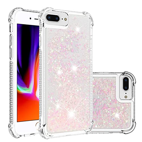 Compatible with iPhone 6s Plus Case Liquid Glitter, Bling Sparkle Flowing Waterfall Liquid Back Cover Rubber Protection Case Glitter Phone Case Scratch Compatible with iPhone 6s Plus/7 Plus/8 Plus