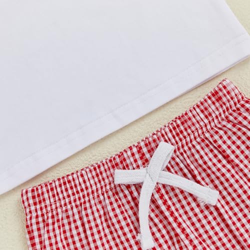 Toddler Baby Girl Summer Clothes Letter Print Flying Sleeve Shirt Top Plaid Shorts Set Cute Back to School Outfit4