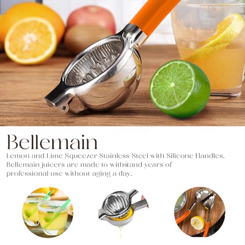 Image of Bellemain Citrus Juicer | Metal Lemon Squeezer | Lime and Lemon Juicer Stainless Steel with Silicone Handles | Manual Juicer, Citrus Squeezer, Hand Held Juicer | Bar Juicer for Bartender (Orange)