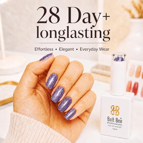 Image of BOLT BEE 15ML Gel Nail Polish 1Pc Clear Pink Glitter Nail Polish Soak Off UV LED Nail Gel Polish Nail Art Starter Manicure Salon DIY at Home, 0.5 OZ (1) (77)