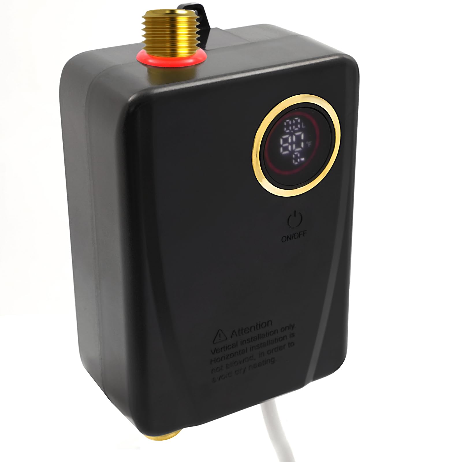 220V 3500W Durchlauferhitzer Elektrischer Wassererhitzer, Warmwasser-Durchlauferhitzer Küche Kleindurchlauferhitzer, Elektro Warmwasser mit LED Anzeige, 20~50℃ (Schwarz)