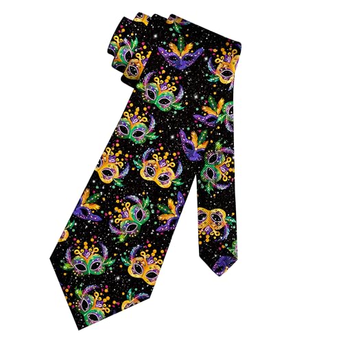 Hiukset Mardi Gras Ties for Men Novelty Necktie Formal Fashion Funny Neck Tie for Business Birthday Wedding Carnival Party