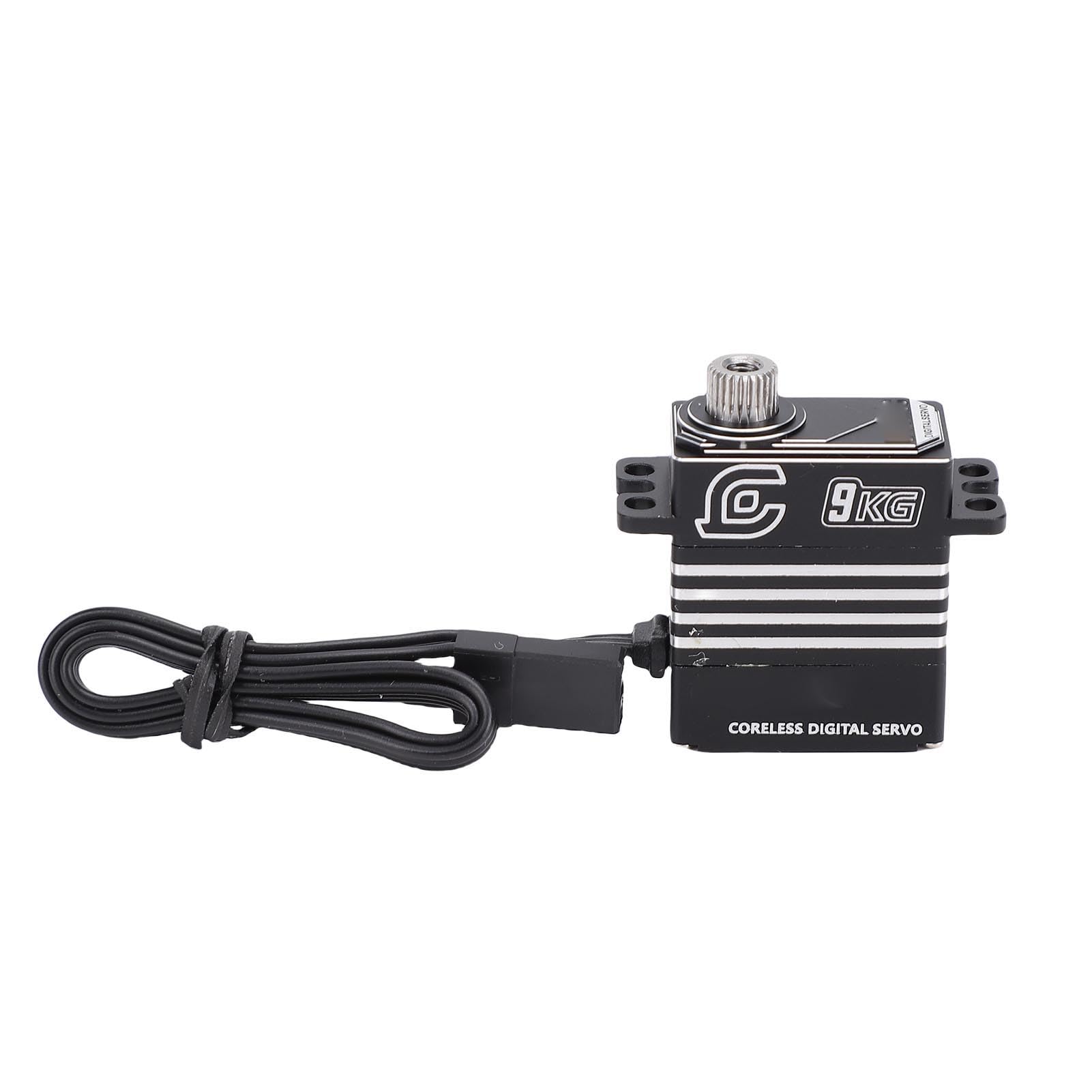 RiToEasysports Servo RC, Servo Digitale a Basso Rumore 9 Kg con Braccio per Cingolato SCX10 III 1/18 (BLACK)