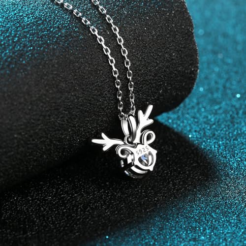 Collier cerf moissanite 1ct d'exception plaqué platine durable