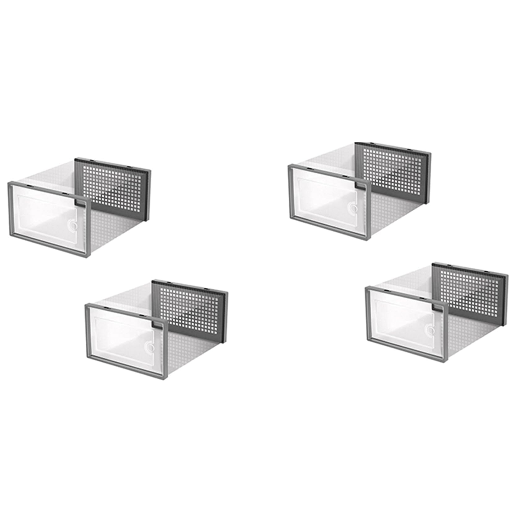 4 cajas de almacenamiento de zapatos, cajas de almacenamiento de zapatos transparentes de plástico duro apilables, contenedores organizadores color gris