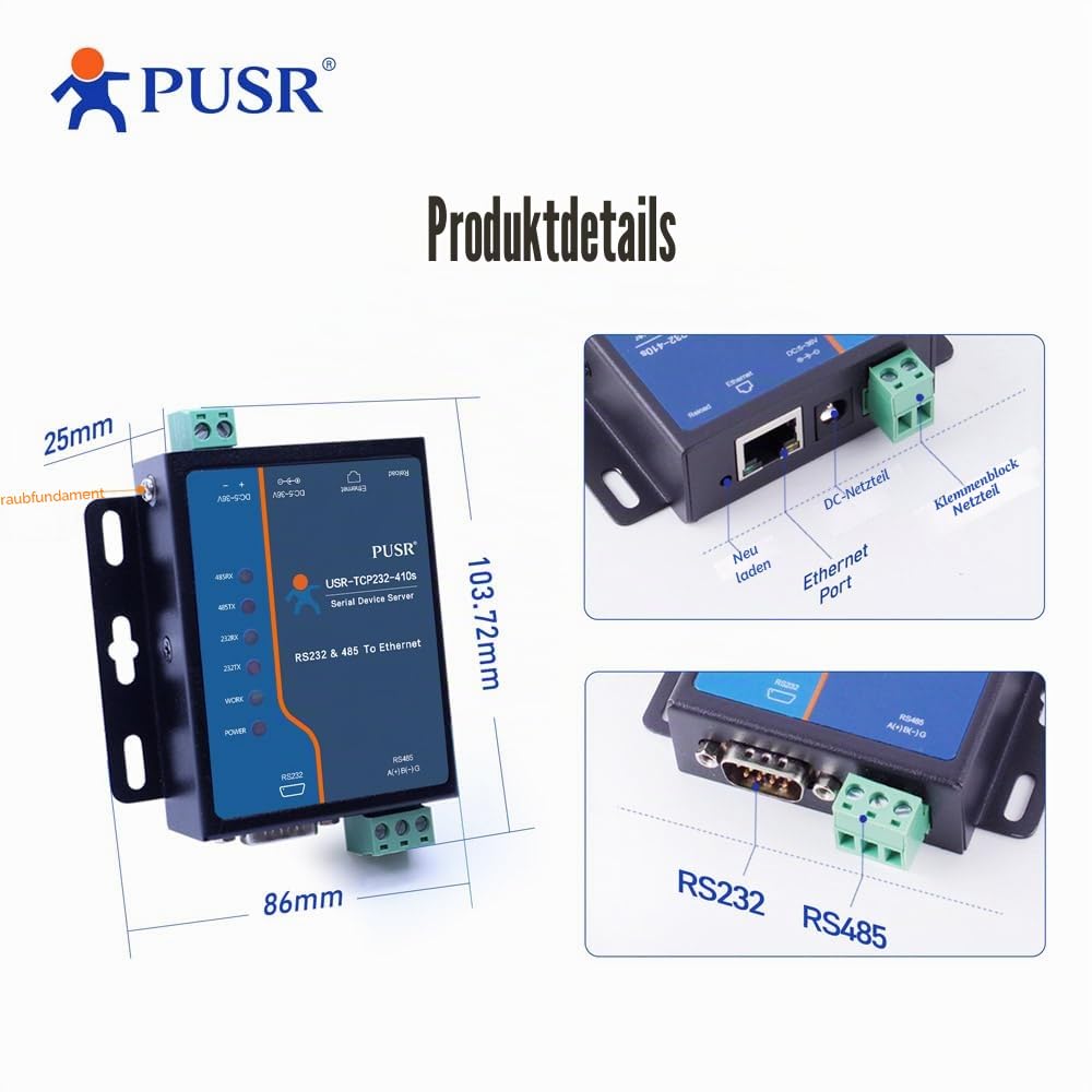 RS485 RS232 zu Ethernet Edge Computing Modbus Gateway Seriell zu TCP IP Modbus RTU zu TCP MQTT SSL/TLS encryption in HTTP USR-TCP232-410S-NEW