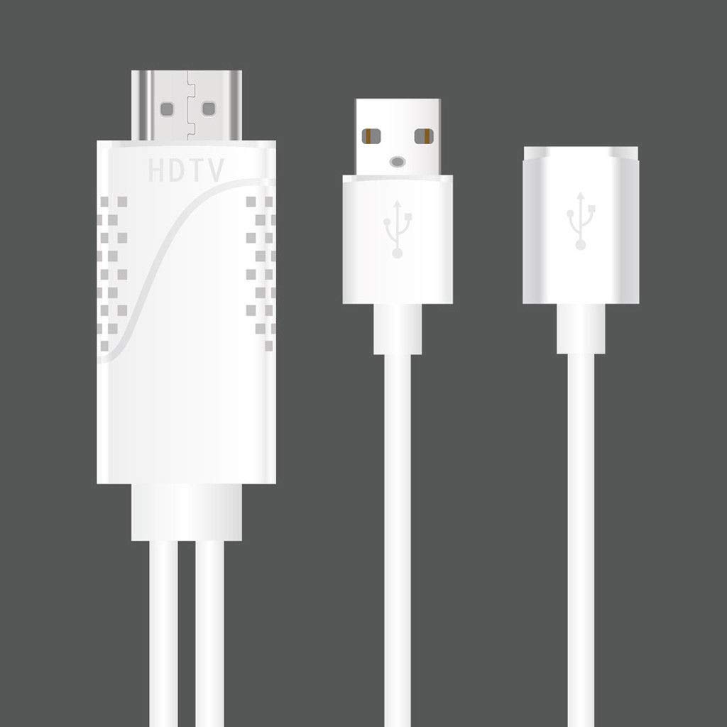 ETbotu Phone to TV 1080p Universal HDMI HDTV AV Adapter Cable for Cell Phone & Tablets White