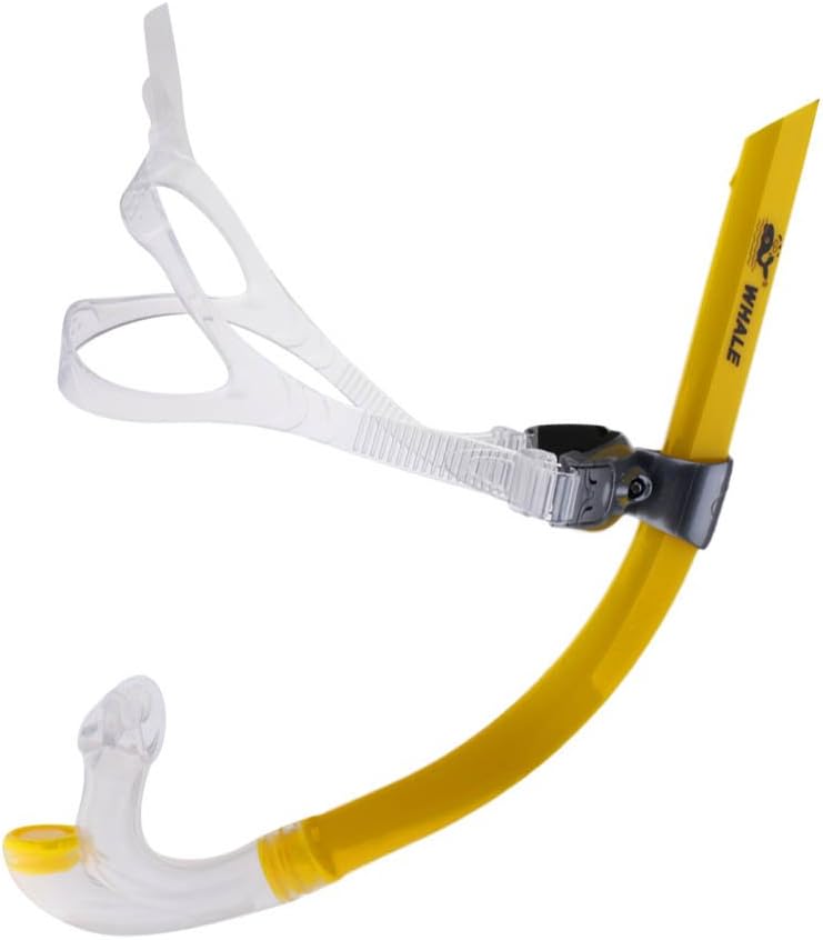Adjustable Centre Swimming Snorkel for Swim Technique Training, Comfortable Silicone Design, One-Way Purge Valve, Swimming and Spearfishing Essential Gear - Yellow