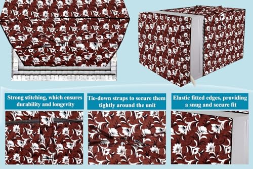 Image of The Furnishing Tree Elastic fit waterproof Polyester window ac cover suitable for Croma 1.5 Ton, Dustproof cover for inner and outer section, In CM: (55.88x71.12x45.72), Floral Pattern Magenta