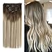 Produktbild YoungSee Voller Kopf Clip in Echthaar Extensions Glatt Haare Balayage Klip in Echthaar Extensions 7 Tressen - Dunkelbraun zu Dunkelste Blond mit Blond Echthaar Clip Extensions 120gramm 55cm