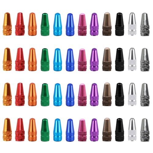 Frutain 48 PCS Bicycle Presta Valve Caps Multi Color Bike Tire Air Caps Cycling Valve Cap for Mountain Road Bike Tires French Style Cap Dust Covers 12 Colors