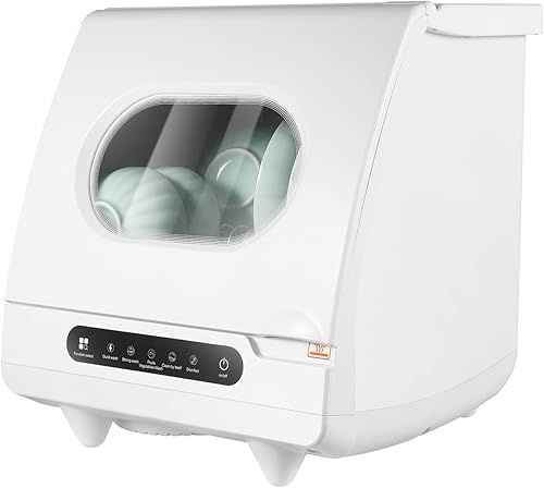 Lavavajillas para encimera, lavavajillas portátil, 5 programas de lavado, rociador dual de 360, 162 de alta temperatura y función de secado al aire,