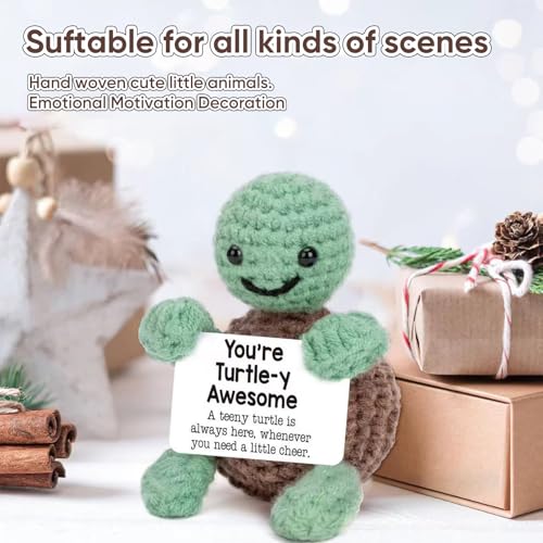 Schildkröte Kuscheltier Positive Geschenke,Turtle Gifts Emotional Support Geschenk Deko Gestrickte Mini Emotionale Unterstützung Schildkröten Gehäkelte Kuscheltiere Geburtstag für Frauen Geschwister