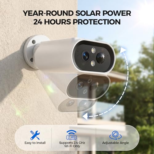 AlkiVision Solar Security Cameras Wireless Outdoor - 2K Night Color Vision Cameras for Home Security, AI Motion Detection, 360° View, Spotlight, 2-Way Audio, Siren, IP67 Waterproof, SD/Cloud Storage - image 5