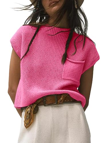 Saodimallsu Damen T-Shirt Pullover Sommer Kurzarm Strickpullover...