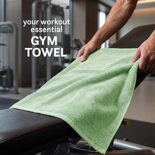 Image of MYTRIDENT Cotton Bamboo Gym Towel for Men Workout & Women Workout | 450 GSM | Perfect Size for Gym - 45 Cms x 90 Cms | Quick-Dry | Extra Absorbent | Lightweight | Suitable for All Sports | Sage Green