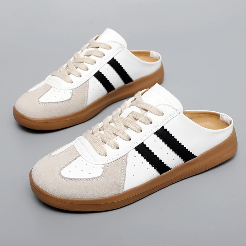 Fashion Sneakers for Women 2025,Mesh Mules Open Back Mesh Sneakers Slip On Backless Casual Slides Breathable Comfortable Sports Round Toe Lace Up Walking Shoes for Daily Wear2