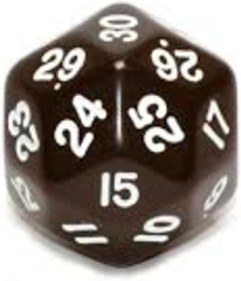 Black Opaque Dice Triantakohedron 30 Sided 33mm Jumbo Spindown Counter d30