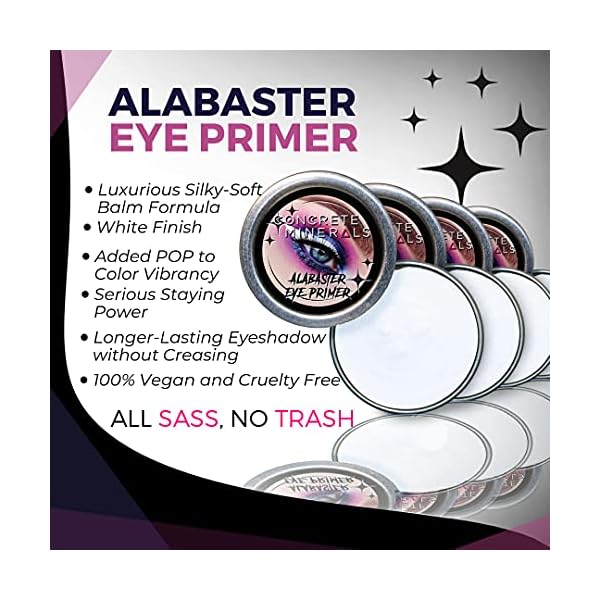 Concrete-Minerals-Alabaster-Eye-Primer-Luxurious-Silky-Soft-Balm-Formula-Longer-Lasting-With-No-Creasing-White-Finish-100-Vegan-and-Cruelty-Free-Handmade-in-USA-10-Grams Concrete Minerals Eye Primer, Luxurious Silky-Soft Balm Formula, Longer-Lasting With No Creasing, White Finish, 100% Vegan and Cruelty Free, Handmade in USA, 10 Grams (Alabaster)