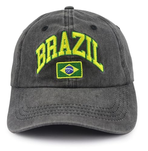 Soccer Coach Gifts Brazil Hat Funny Adjustable Vintage Brazil Soccer Hats for Women Men Mothers Game Day Hat for Her Him Youth Teacher Lover Black