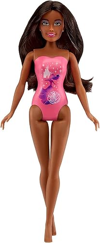 MGA Entertainment Dream Ella Splash Doll - Yasmin, muñeca de pelo negro de 11.5 pulgadas en traje de baño rosa con gráfico de princesa morado, gran