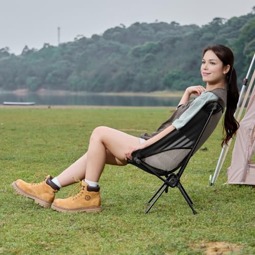Camel Crown Portable Camping Chair Lightweight Compact Folding Chair Mesh For Outdoor Camp Travel Beach Picnic Festival Hiking Backpacking Black thumb #1