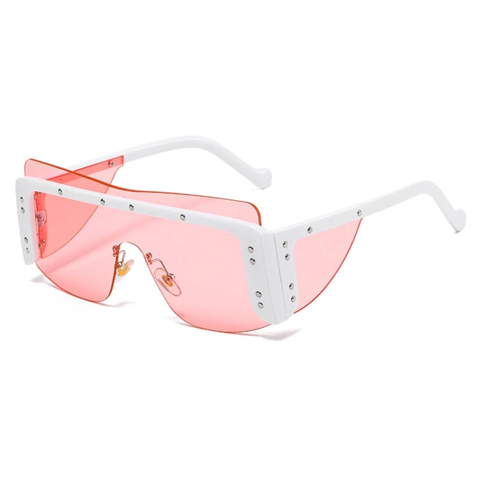 Gafas de sol sin montura para mujer, con remaches metálicos únicos, modernas y sin montura para hombre, con protección UV400