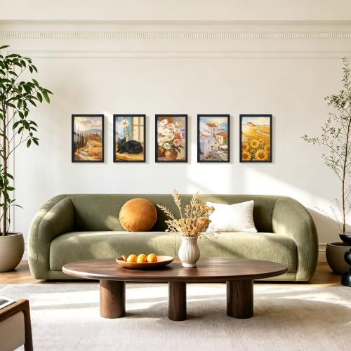 Image of 11x17 Picture Frame Set of 5, Solid Wood Frames, Black Woodgrain