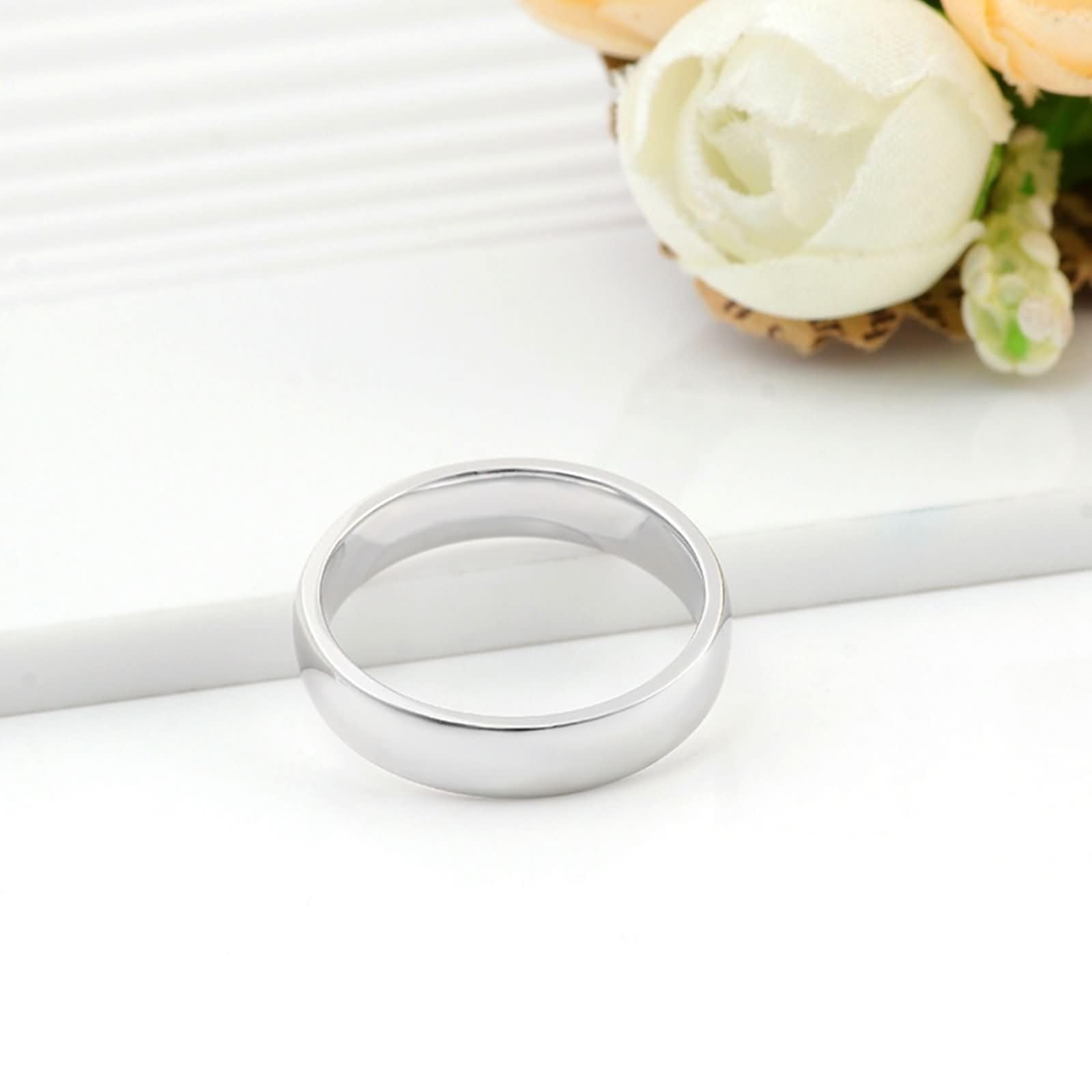 Anillo de oro blanco de 9 quilates/14 quilates/18 quilates para hombre sin piedras preciosas, anillos para hombre redondo simple