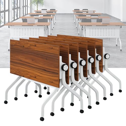 Juego de mesa de conferencias plegable móvil, escritorio de reunión con ruedas, mesas modernas de sala de entrenamiento para aula y oficina, paquete de 6 unidades de 47.2 x 23.6 x 29.5 pulgadas