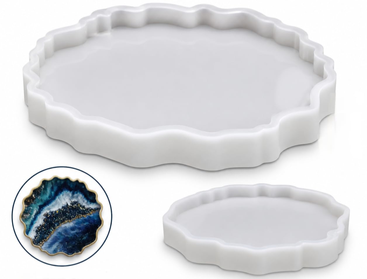 6 Inch Round Agate Silicone Mould for Resin Art | Geode Coaster Mold | Concrete Art Mold | Epoxy Resin Coaster Mould | DIY Craft Mould for Tray, Coaster & Home Decor-image-39