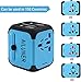 AILUNER Travel Adapter,Worldwide Power Converters Universal World Travel Plug Adapter with 2.4A Dual USB Charger & Worldwide AC Wall Outlet Plugs for USA EU UK AU(Blue)