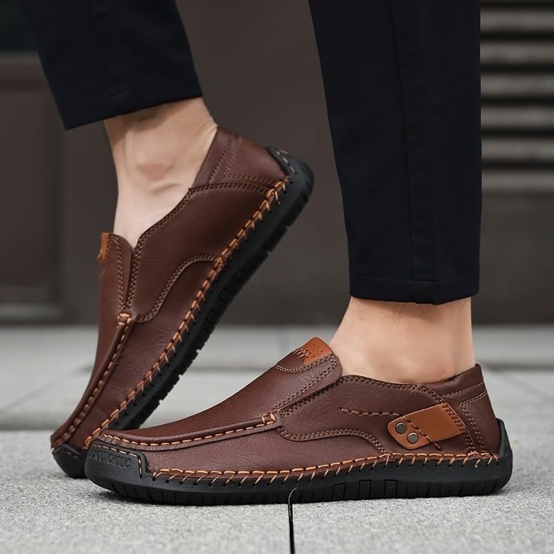 The First Young Shoes Men, 2025 New Men’s Handmade Premium Leather Slip-On Driving Boots3
