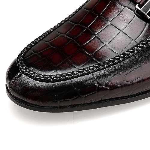 Image of Classic Leather Dress Shoes for Men, Premium Alligator Printed Bussiness Dress Slip on Loafer for Mens