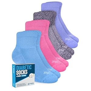 Doctor’s Select Ankle Diabetic Socks for Women and Men – 4 Pairs | Diabetic Ankle Socks for Women | Neuropathy Socks