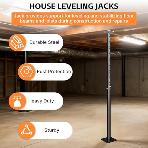 Image of 4 Pack Adjustable House Jack,55 inch-98 inch Telescoping Steel Support Post | Heavy Duty Adjustable Support Jack with 18000lb capacity, Steel Tube Structure for Temporary Construction and Floor Support