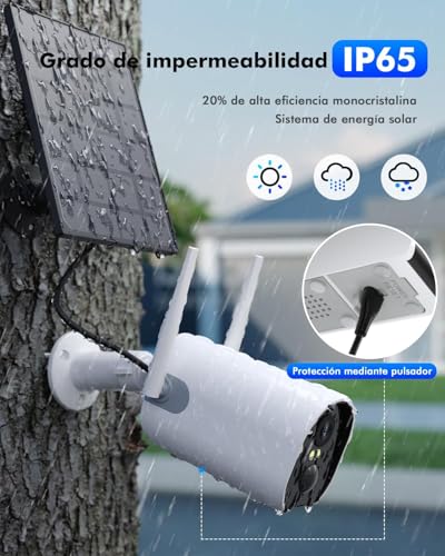 Caméra Surveillance Extérieur 2K Solaire - Caméra WiFi Sans Fil avec Panneau Solaire Intégré, 360° PTZ, Vision Nocturne Couleur, Détection IA, Audio Bidirectionnel, Alarme, IP65, Compatible Alexa – Image 6