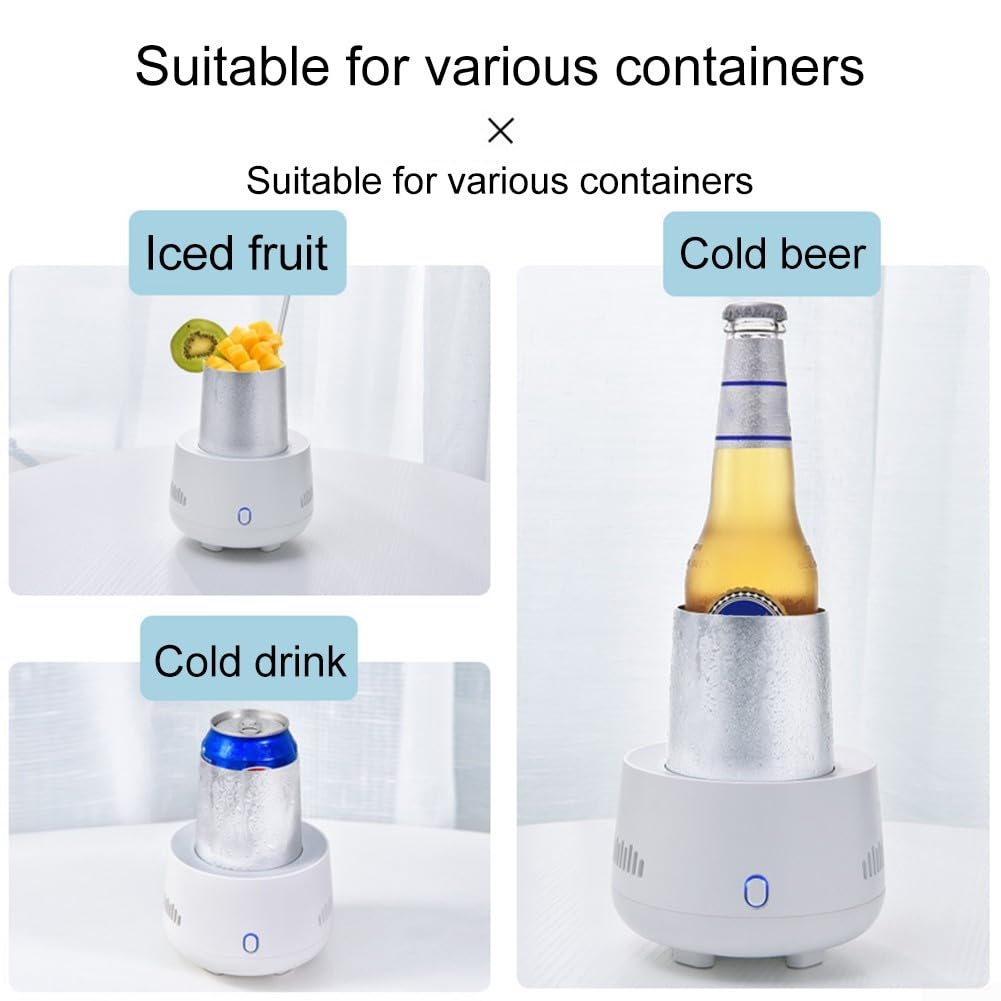 Taza de refrigeración y enfriador de tazas para oficina y hogar, uso en escritorio, para agua, leche, vino, cerveza, cola, latas, bebidas, viajes, disfruta de bebidas frías en cualquier lugar