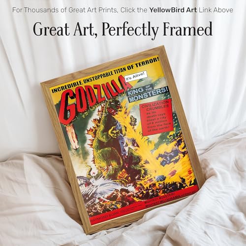 Image of Godzilla FRAMED - 8x10 Vintage Hollywood Horror Movie Poster Wall Art Print - Creepy Classic Scary Movie Home Decor Picture for Man Cave, Boys Bedroom, Teens Room - Gift for Men