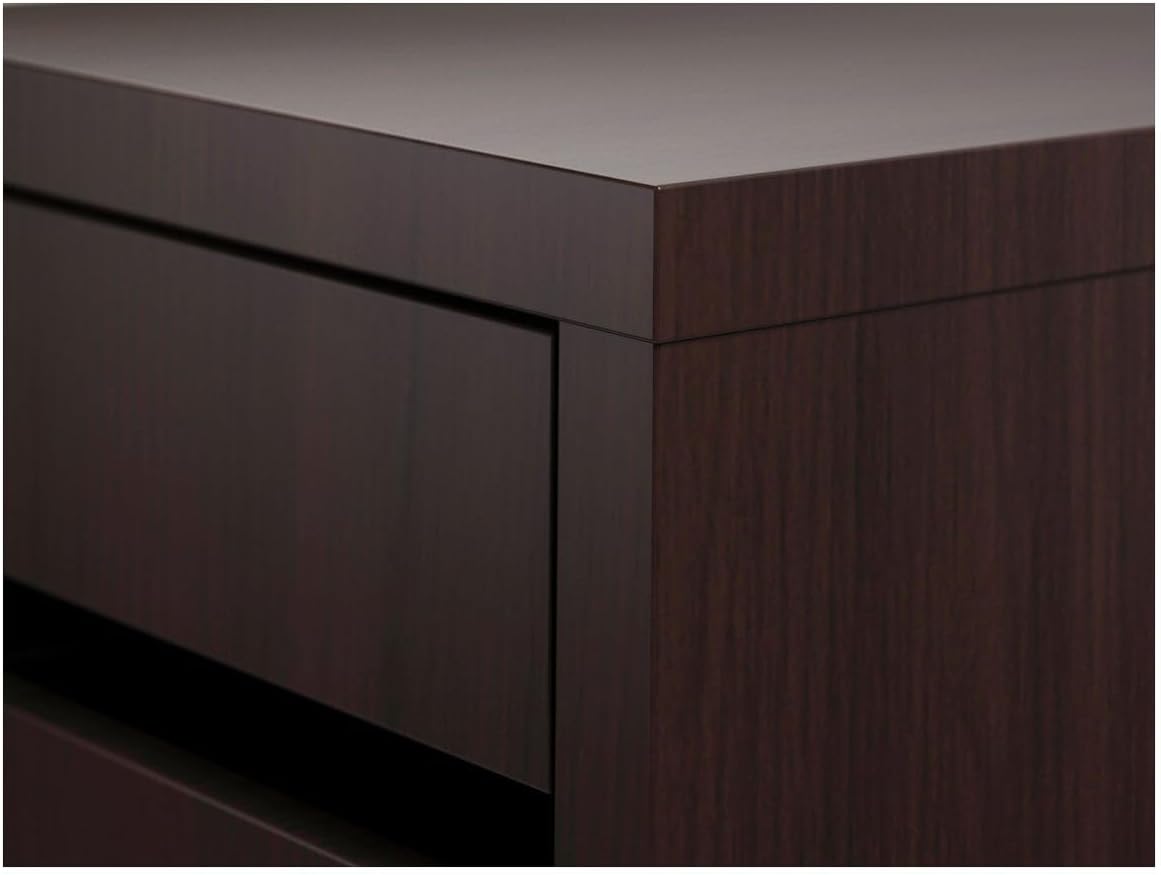 MICKE Drawer Unit on Castors, Black-Brown, 35x50x75 cm, Mobile Storage Cabinet with Drawer Stops