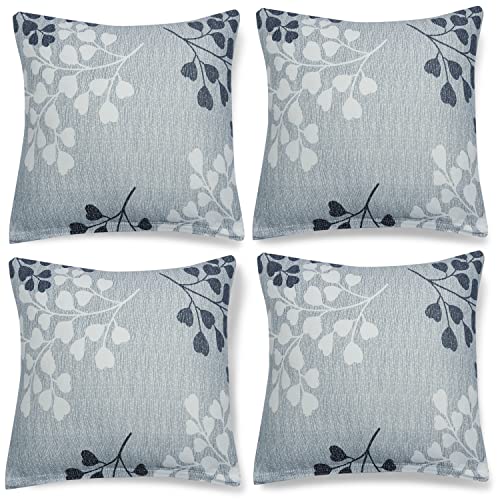 Image of HOKIPO Polyester Blend Stretchable Cushion Cover 16 inch x 16 inch, Pack of 4 (AR-4098-D12*4),Grey