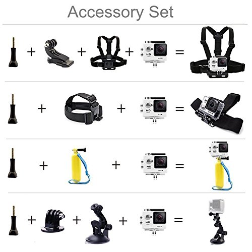 Image of Action Pro Accessories Kit Compatible with GoPro-13 /12 /11 /10 /9 /8 /7 /6 /5 /4 /3+Session /SJ4000 /SJ5000 /SJ6 /Xiaomi /Yi /4k /Eken and Other Action Camera